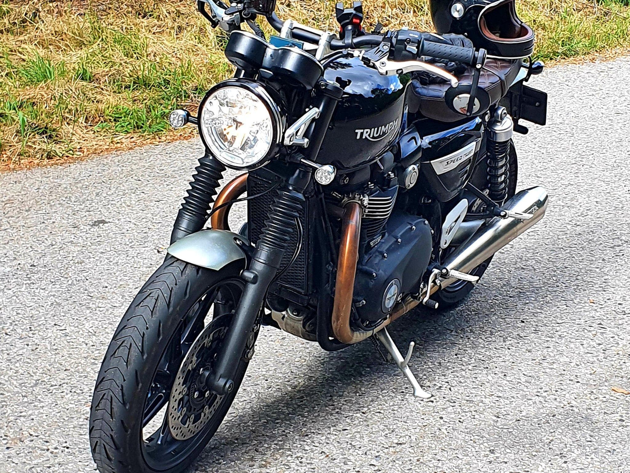 Triumph Speed Twin Echapemment vans selle cuire marron (2020) - Photo 2